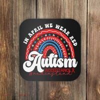 In April We Wear Red Autism Awareness Acceptance Red Coaster thumb 0