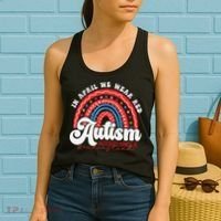 In April We Wear Red Autism Awareness Acceptance Red Women's Tank Top thumb 2