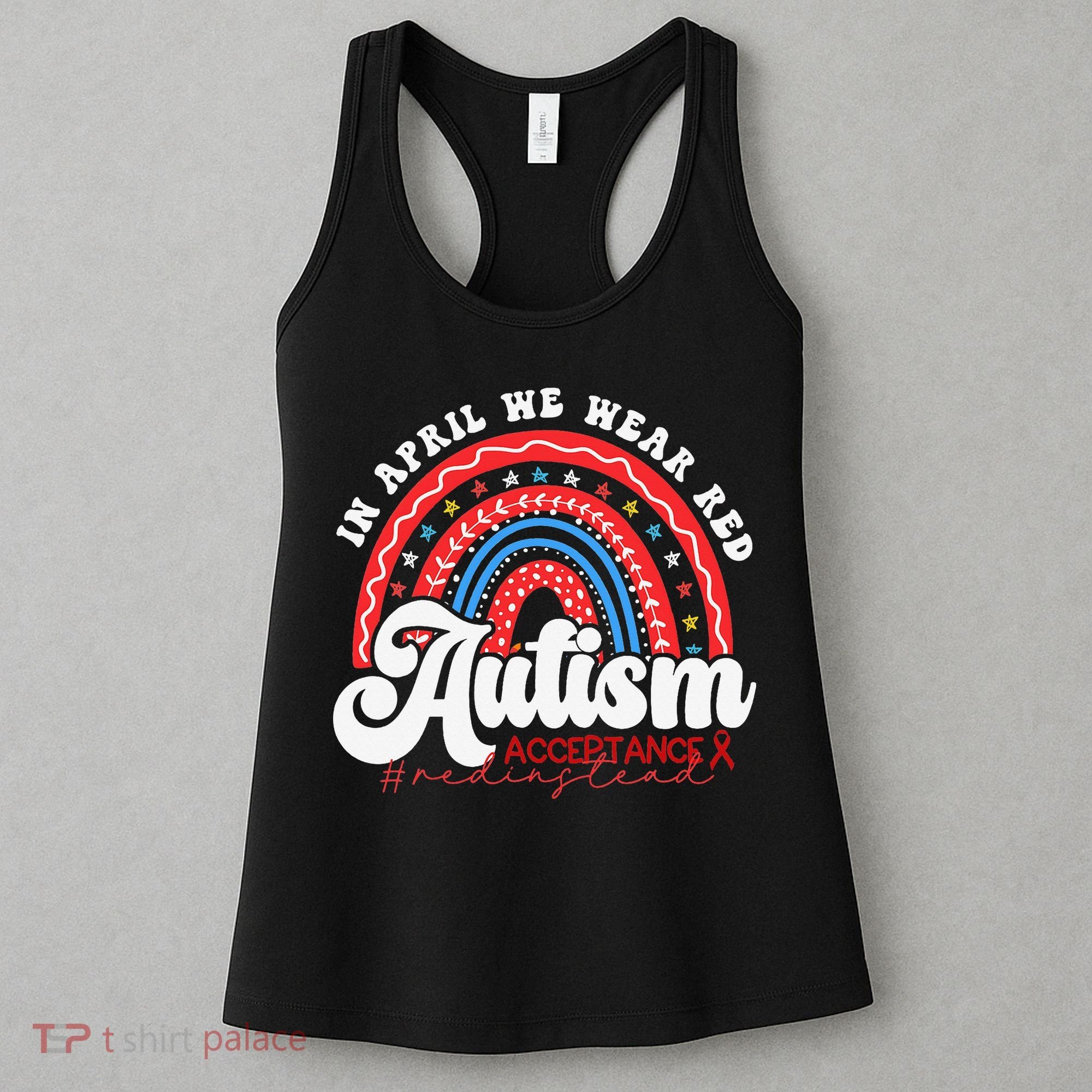 In April We Wear Red Autism Awareness Acceptance Red Women's Tank Top