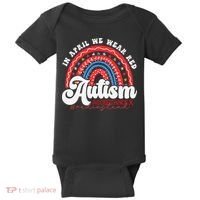 In April We Wear Red Autism Awareness Acceptance Red Baby Bodysuit thumb 0