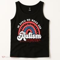 In April We Wear Red Autism Awareness Acceptance Red Tank Top thumb 2
