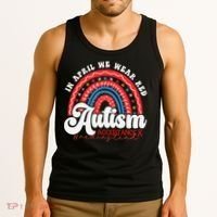 In April We Wear Red Autism Awareness Acceptance Red Tank Top thumb 3
