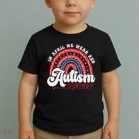 In April We Wear Red Autism Awareness Acceptance Red Toddler T-Shirt thumb 2