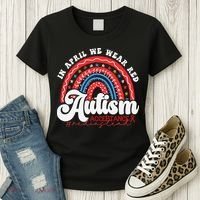 In April We Wear Red Autism Awareness Acceptance Red Women's T-Shirt thumb 3