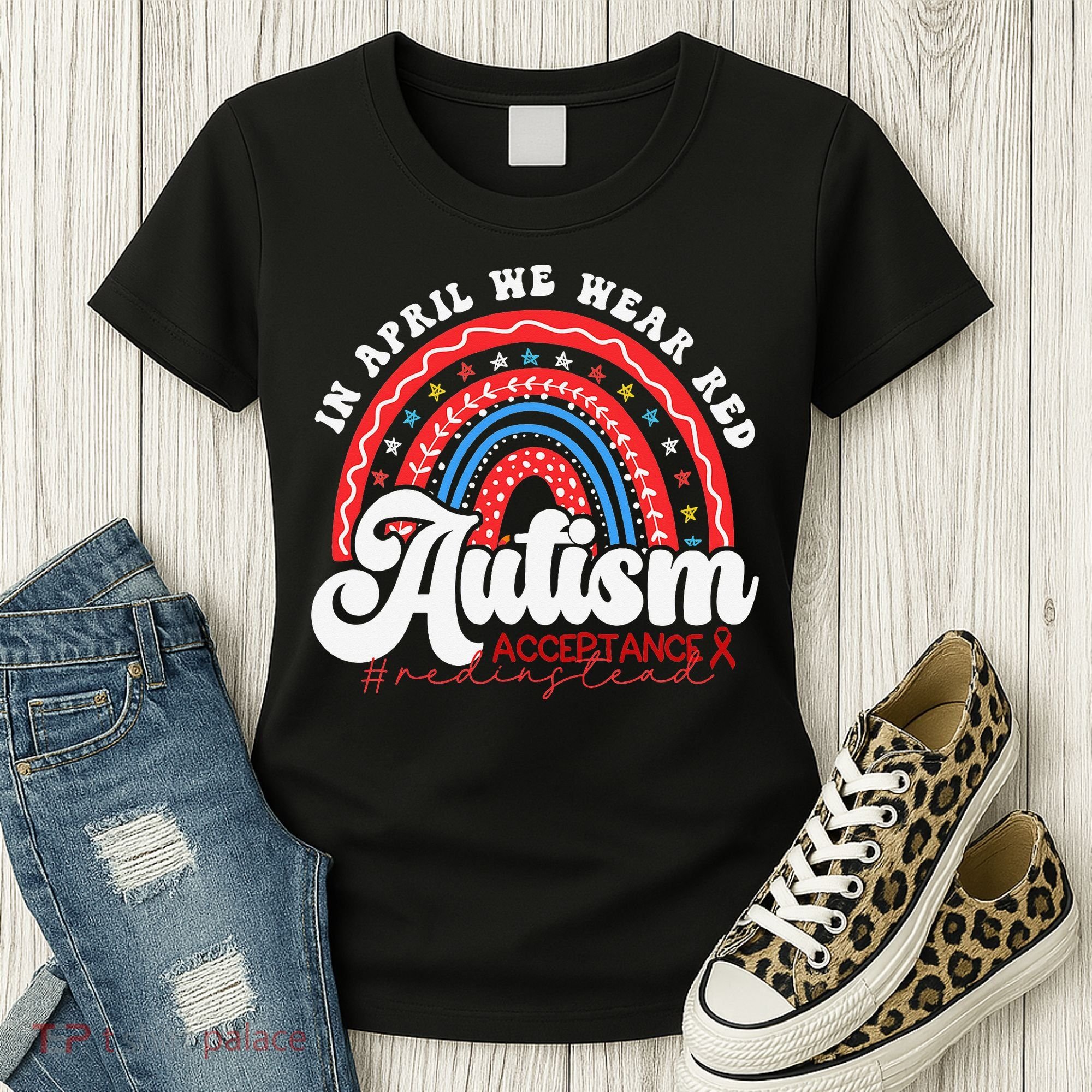 In April We Wear Red Autism Awareness Acceptance Red Women's T-Shirt