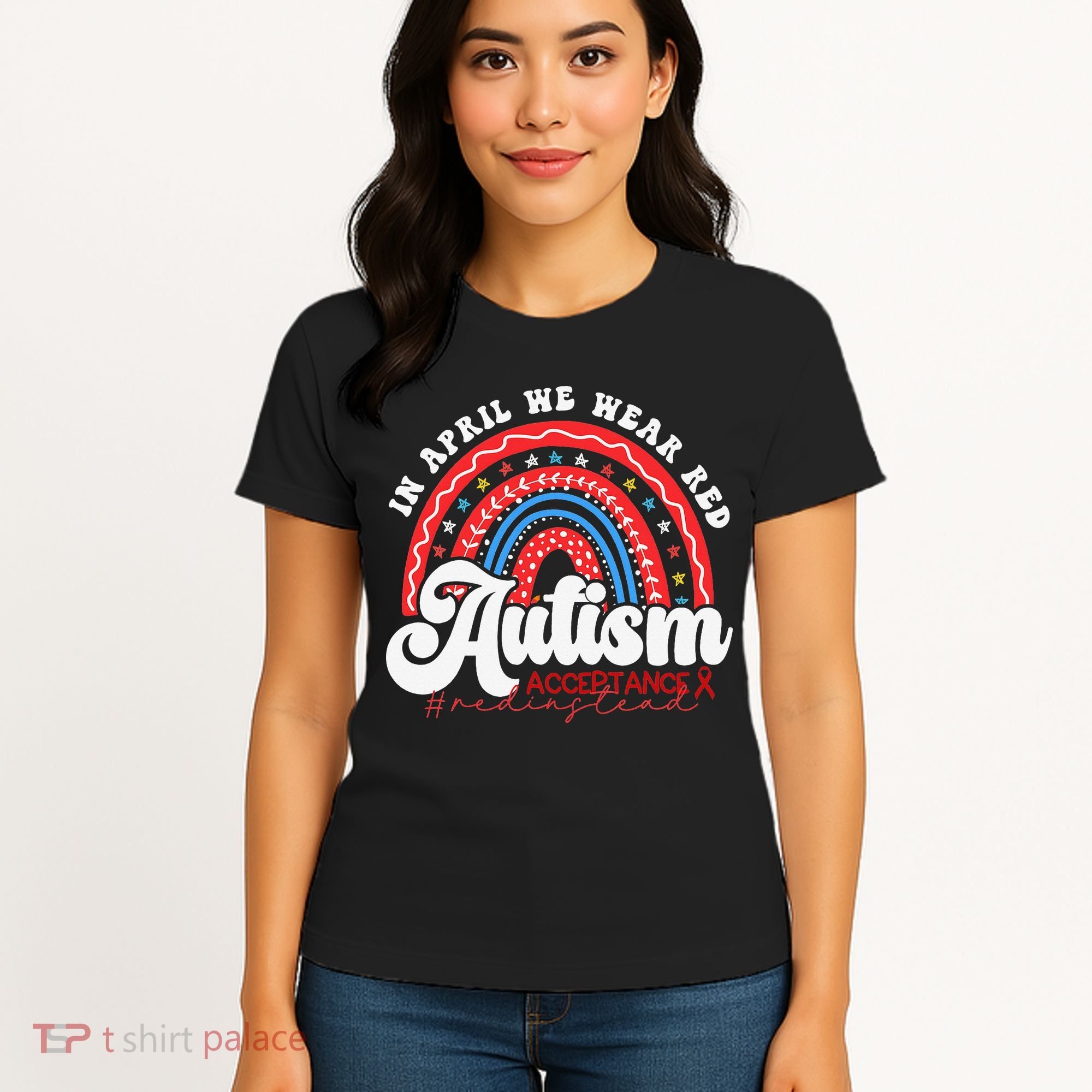 In April We Wear Red Autism Awareness Acceptance Red Women's T-Shirt