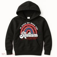 In April We Wear Red Autism Awareness Acceptance Red Kids Hoodie thumb 0