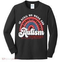 In April We Wear Red Autism Awareness Acceptance Red Kids Long Sleeve Shirt thumb 0