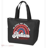 In April We Wear Red Autism Awareness Acceptance Red Tote Bag thumb 3