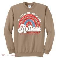 In April We Wear Red Autism Awareness Acceptance Red Sweatshirt thumb 0