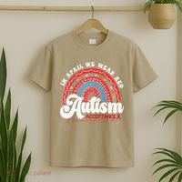 In April We Wear Red Autism Awareness Acceptance Red T-Shirt thumb 2
