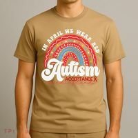 In April We Wear Red Autism Awareness Acceptance Red T-Shirt thumb 3