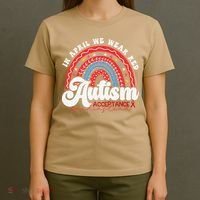 In April We Wear Red Autism Awareness Acceptance Red T-Shirt thumb 4