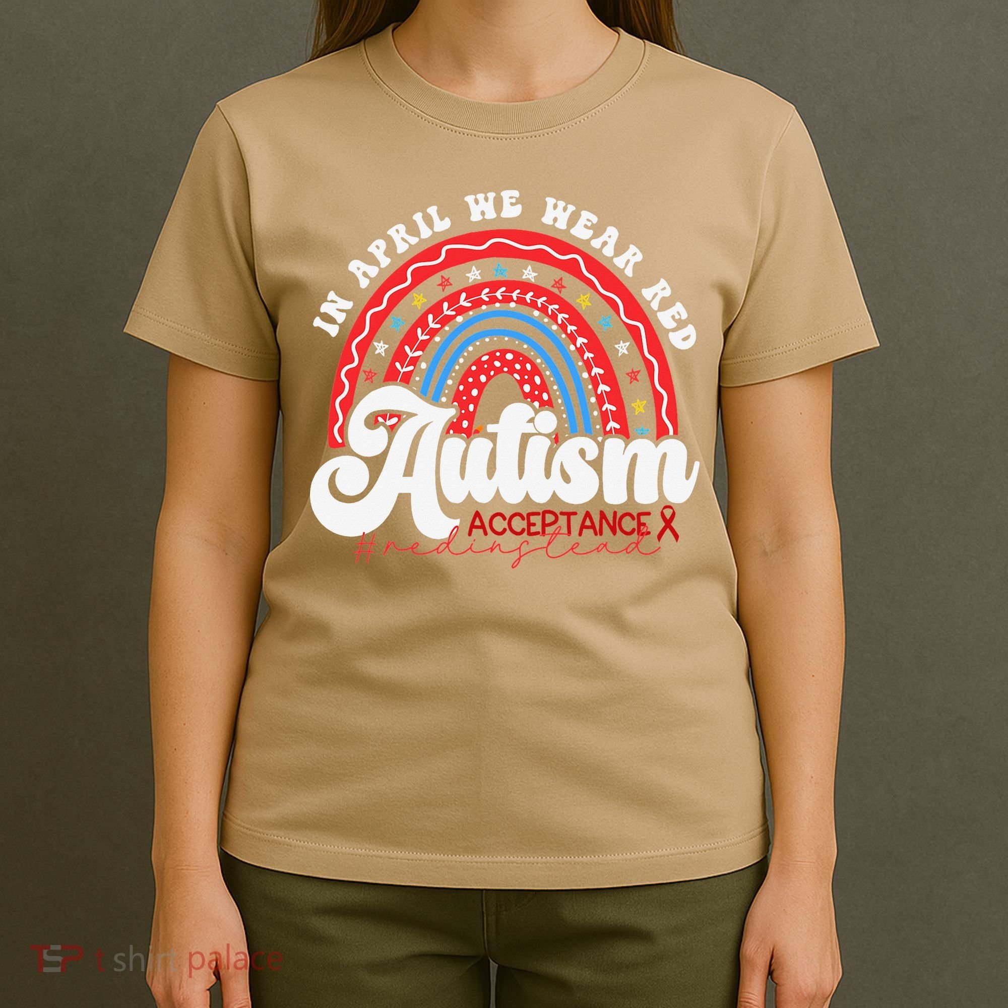 In April We Wear Red Autism Awareness Acceptance Red T-Shirt