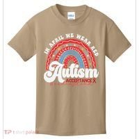 In April We Wear Red Autism Awareness Acceptance Red Kids T-Shirt thumb 0