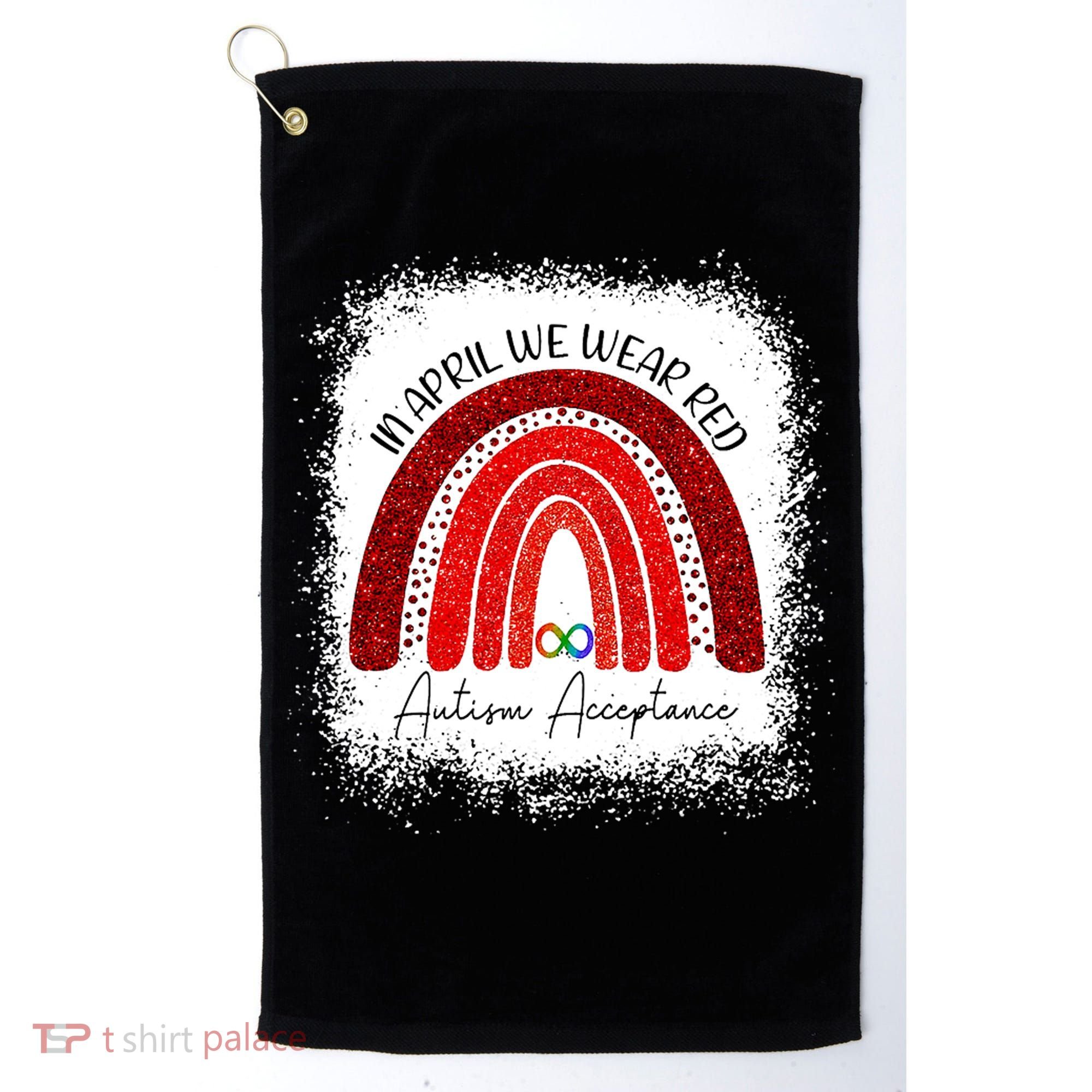In April We Wear Red Autism Acceptance Golf Towel