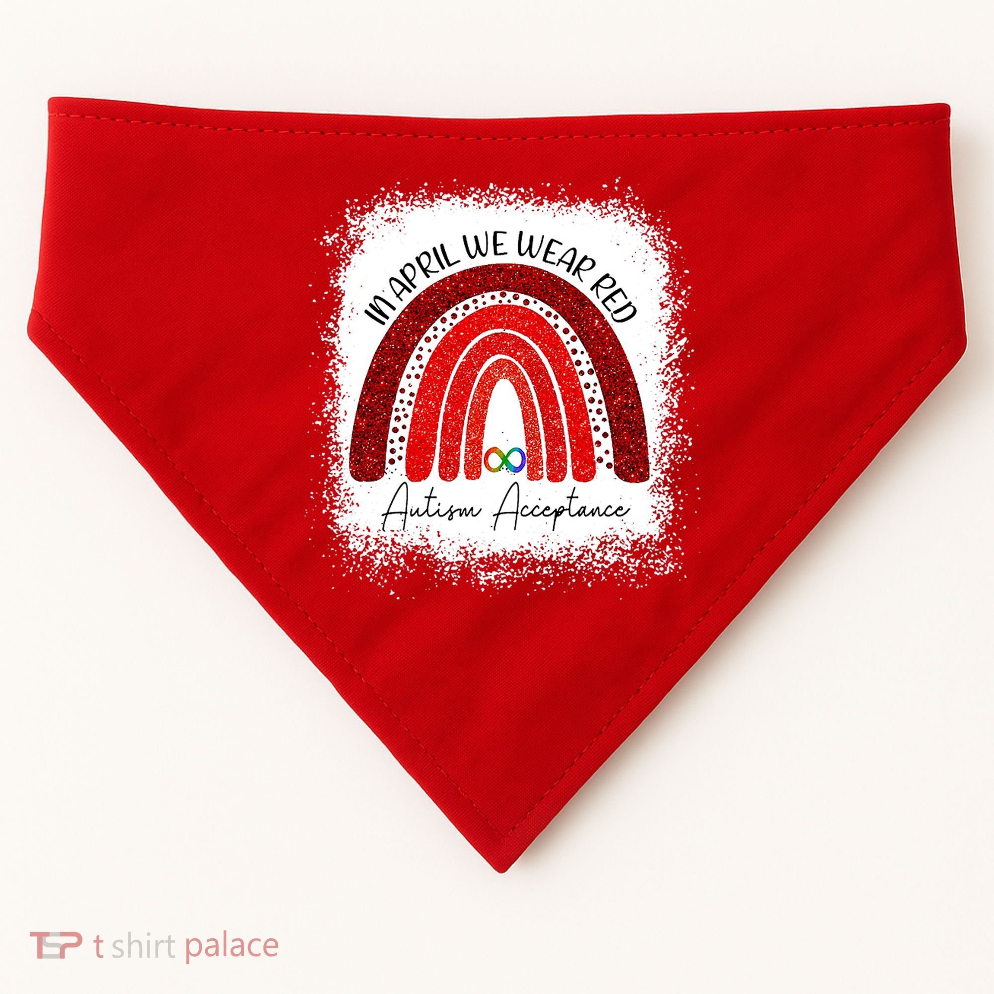 In April We Wear Red Autism Acceptance USA-Made Doggie Bandana
