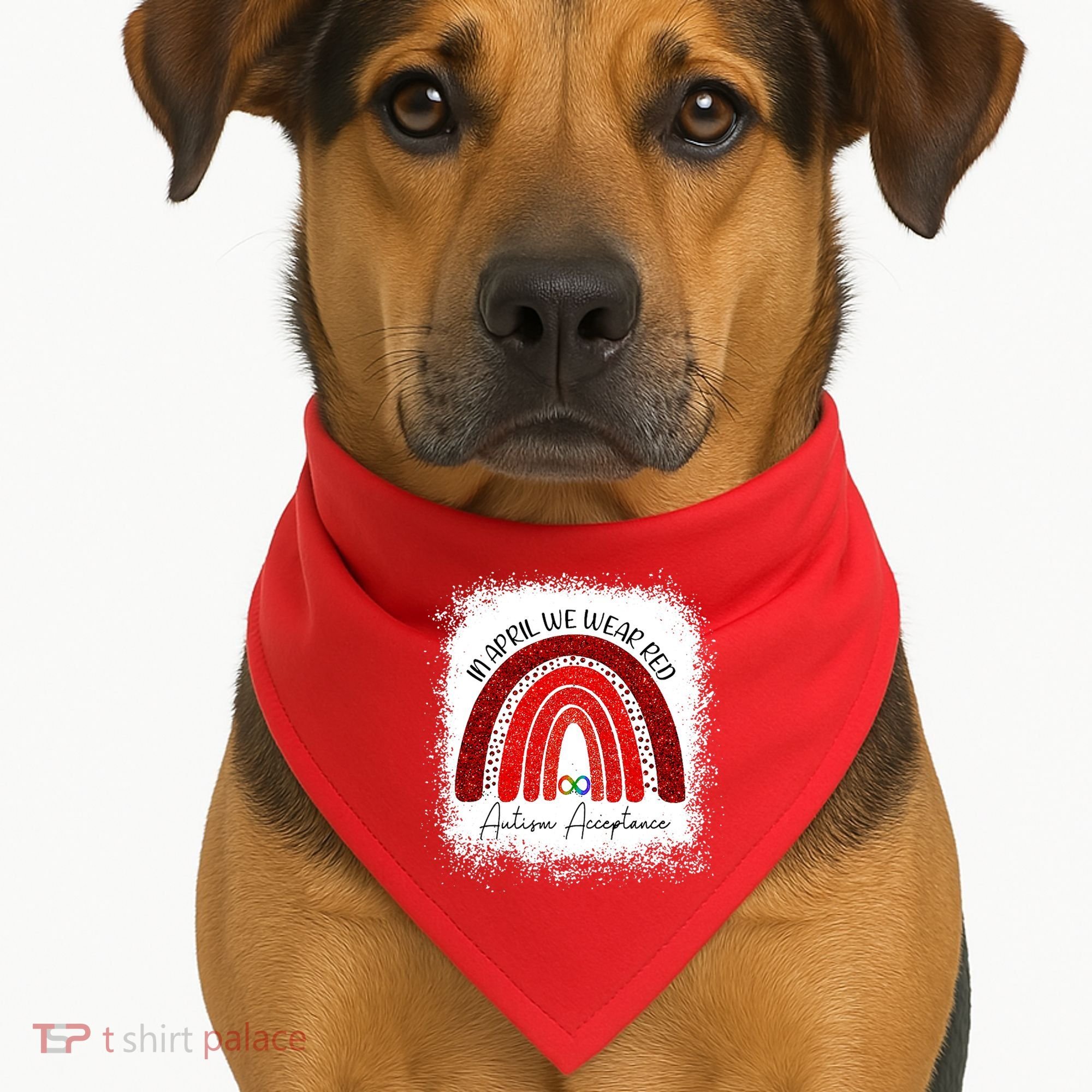 In April We Wear Red Autism Acceptance USA-Made Doggie Bandana