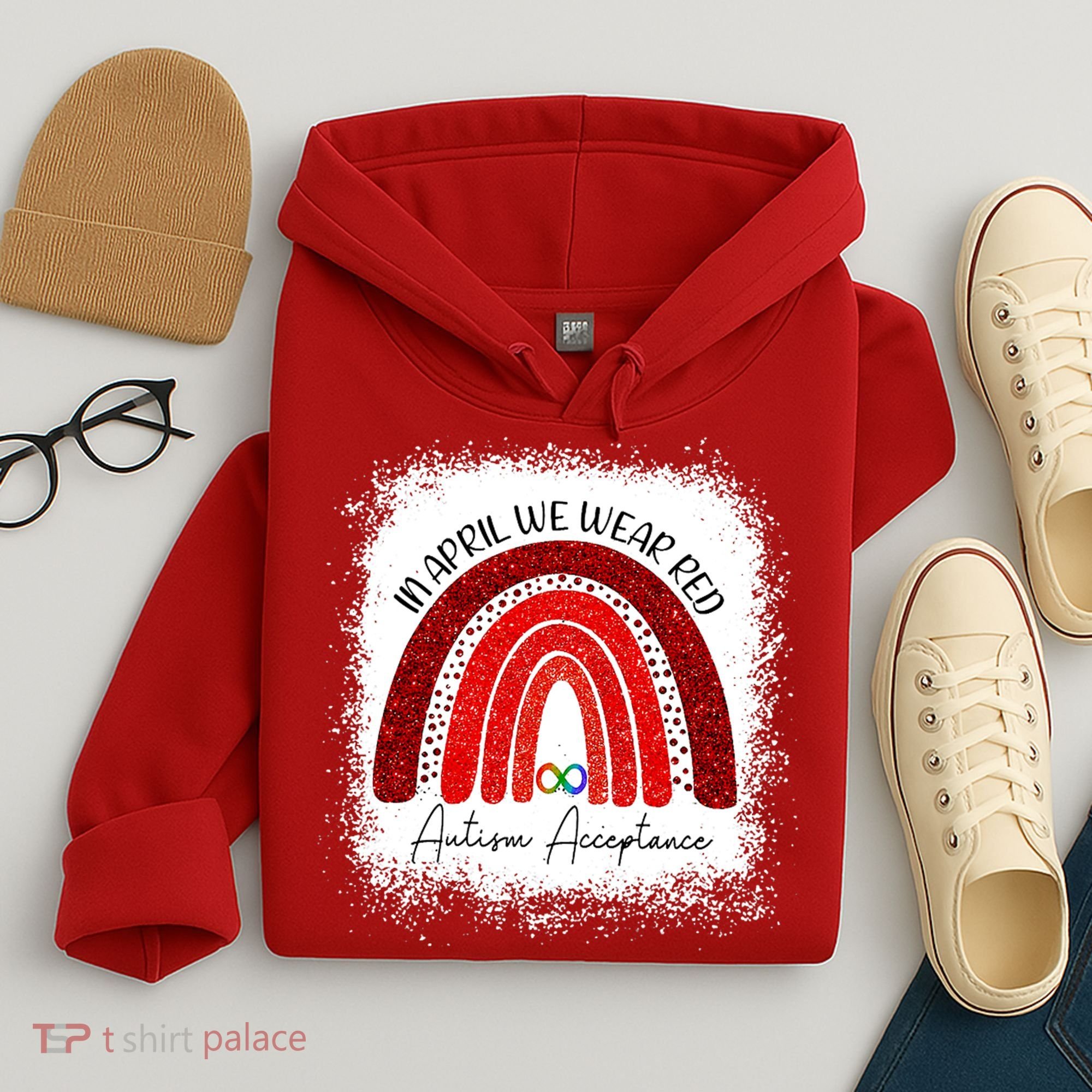 In April We Wear Red Autism Acceptance Hoodie