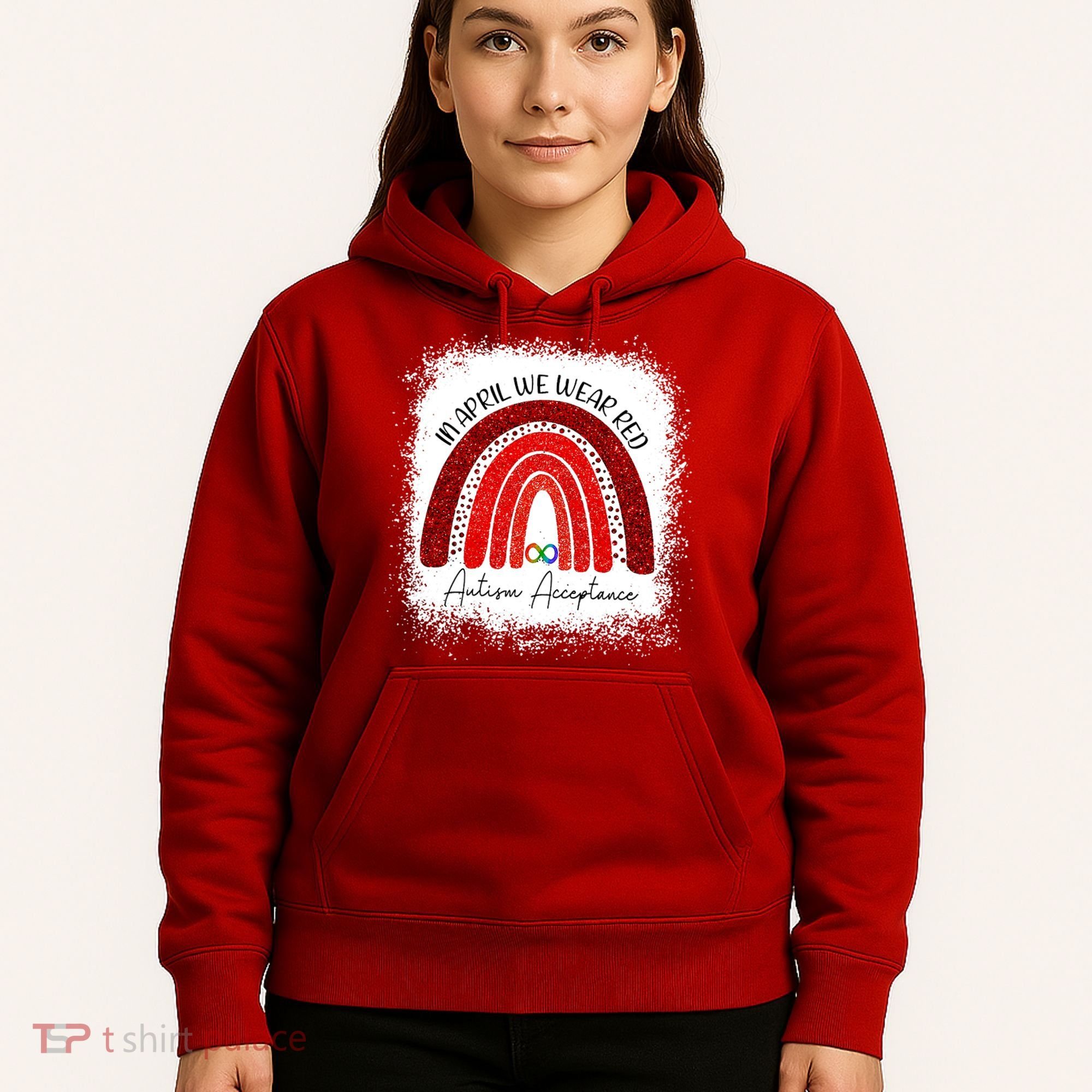 In April We Wear Red Autism Acceptance Hoodie