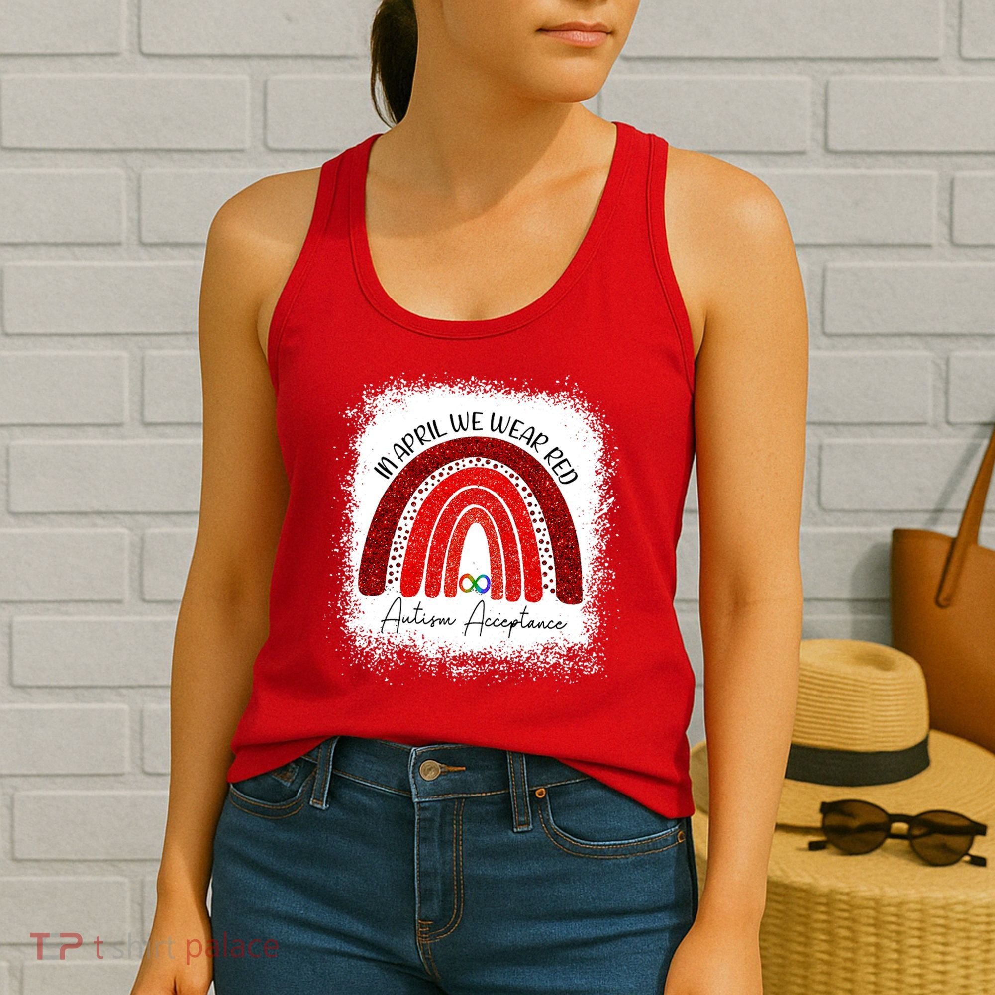In April We Wear Red Autism Acceptance Women's Tank Top