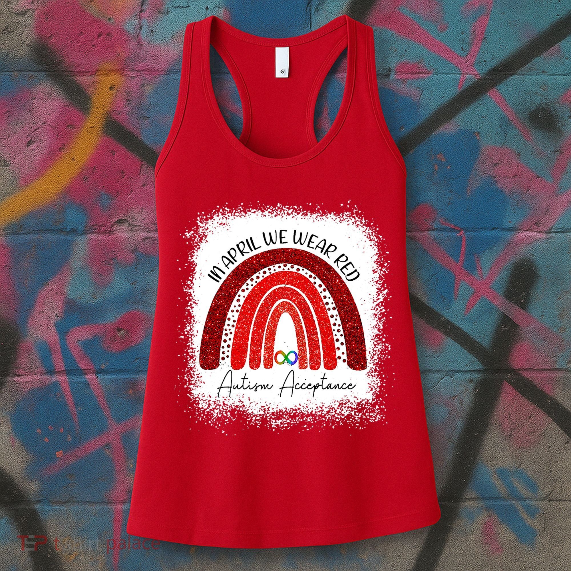 In April We Wear Red Autism Acceptance Women's Tank Top
