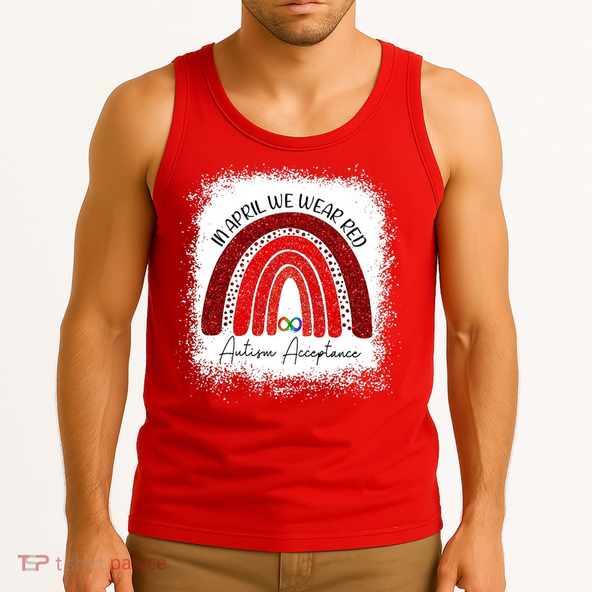 In April We Wear Red Autism Acceptance Tank Top