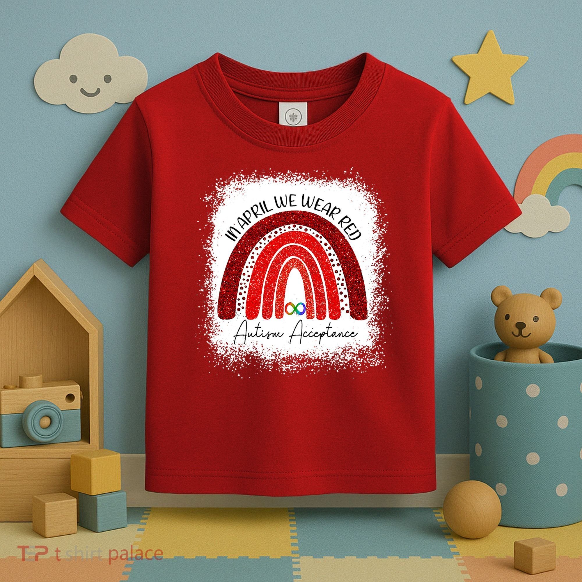 In April We Wear Red Autism Acceptance Toddler T-Shirt
