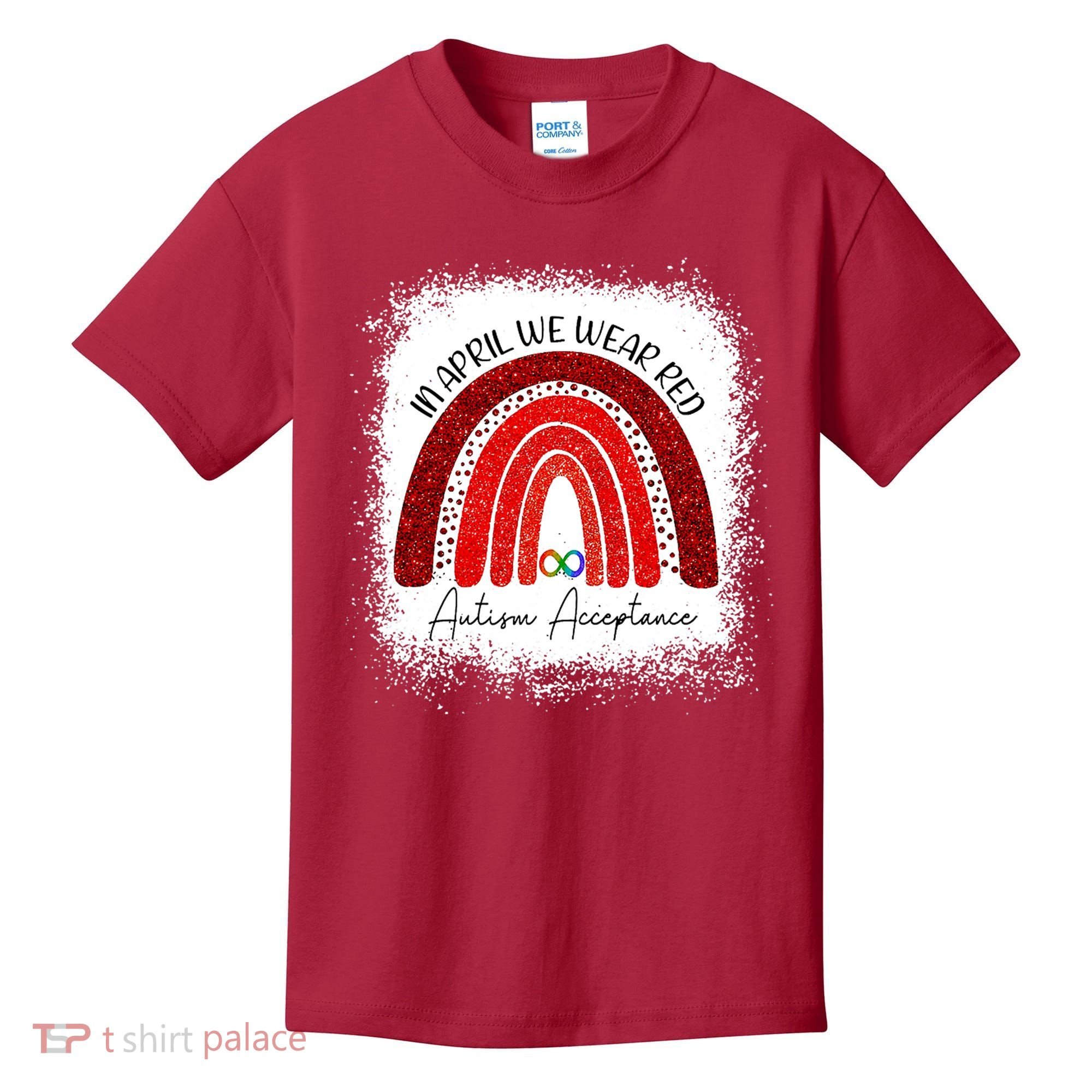 In April We Wear Red Autism Acceptance Kids T-Shirt