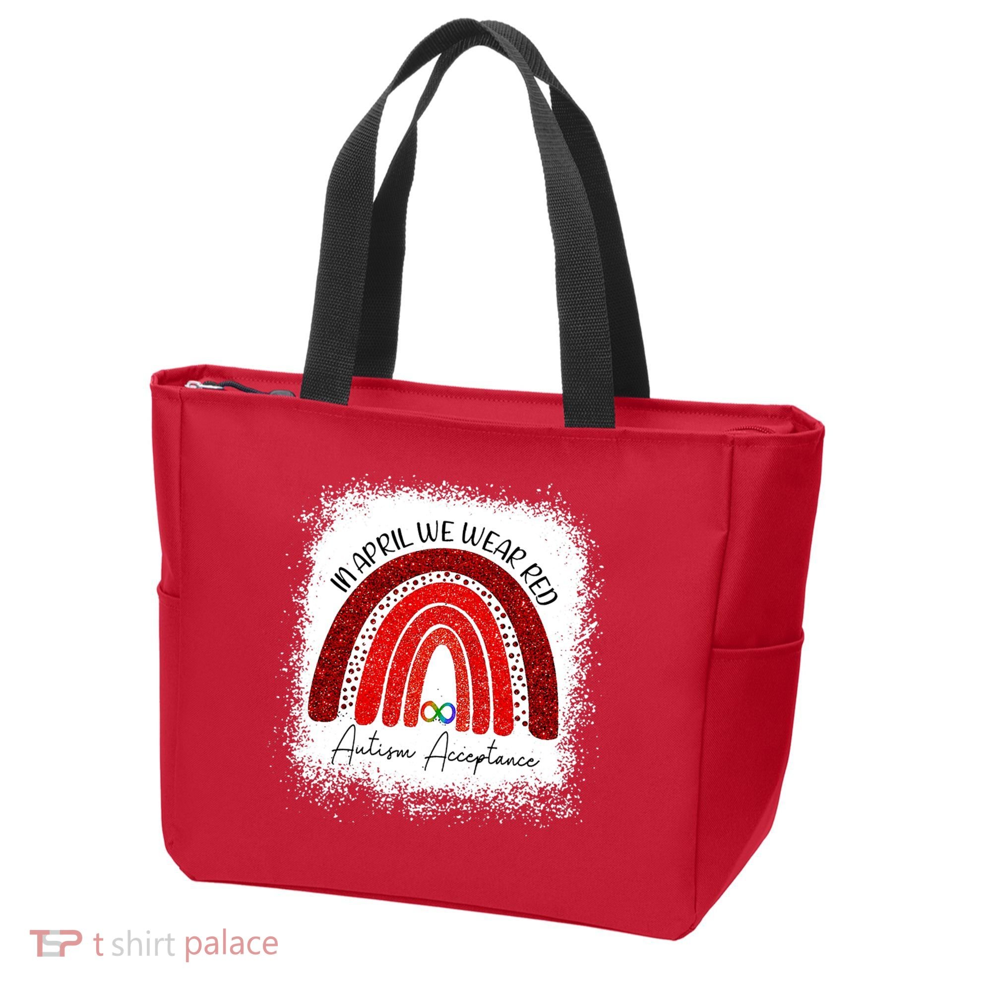 In April We Wear Red Autism Acceptance Tote Bag