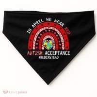 In April We Wear Red Autism Awareness Acceptance Red USA-Made Doggie Bandana thumb 0