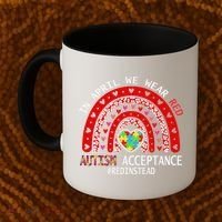 In April We Wear Red Autism Awareness Acceptance Red Coffee Mug thumb 2
