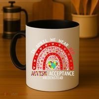 In April We Wear Red Autism Awareness Acceptance Red Coffee Mug thumb 4