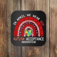 In April We Wear Red Autism Awareness Acceptance Red Coaster thumb 0