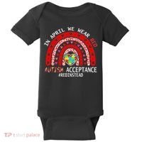 In April We Wear Red Autism Awareness Acceptance Red Baby Bodysuit thumb 0