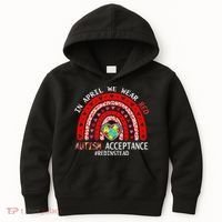 In April We Wear Red Autism Awareness Acceptance Red Kids Hoodie thumb 0