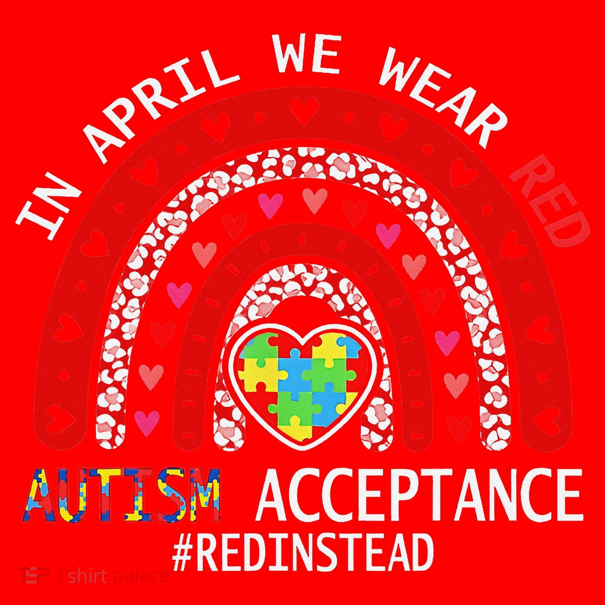 In April We Wear Red Autism Awareness Acceptance Red Santa Hat