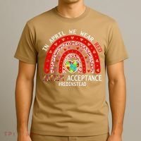 In April We Wear Red Autism Awareness Acceptance Red T-Shirt thumb 3