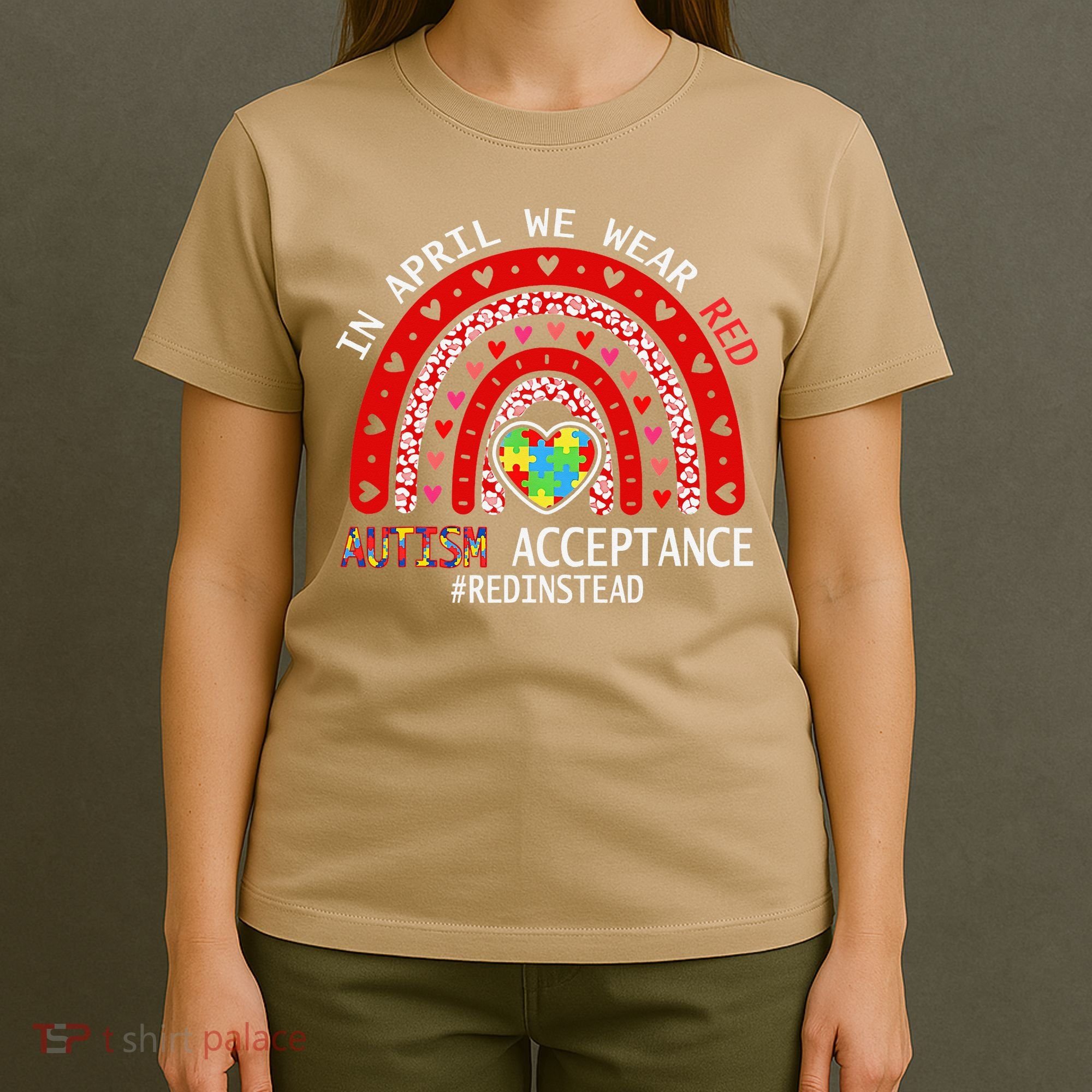 In April We Wear Red Autism Awareness Acceptance Red T-Shirt