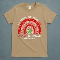 In April We Wear Red Autism Awareness Acceptance Red T-Shirt thumb 5