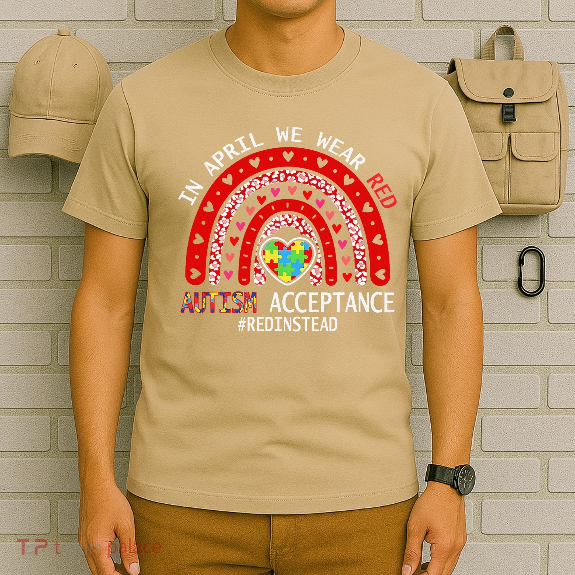 In April We Wear Red Autism Awareness Acceptance Red T-Shirt
