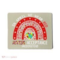 In April We Wear Red Autism Awareness Acceptance Red Mousepad thumb 0