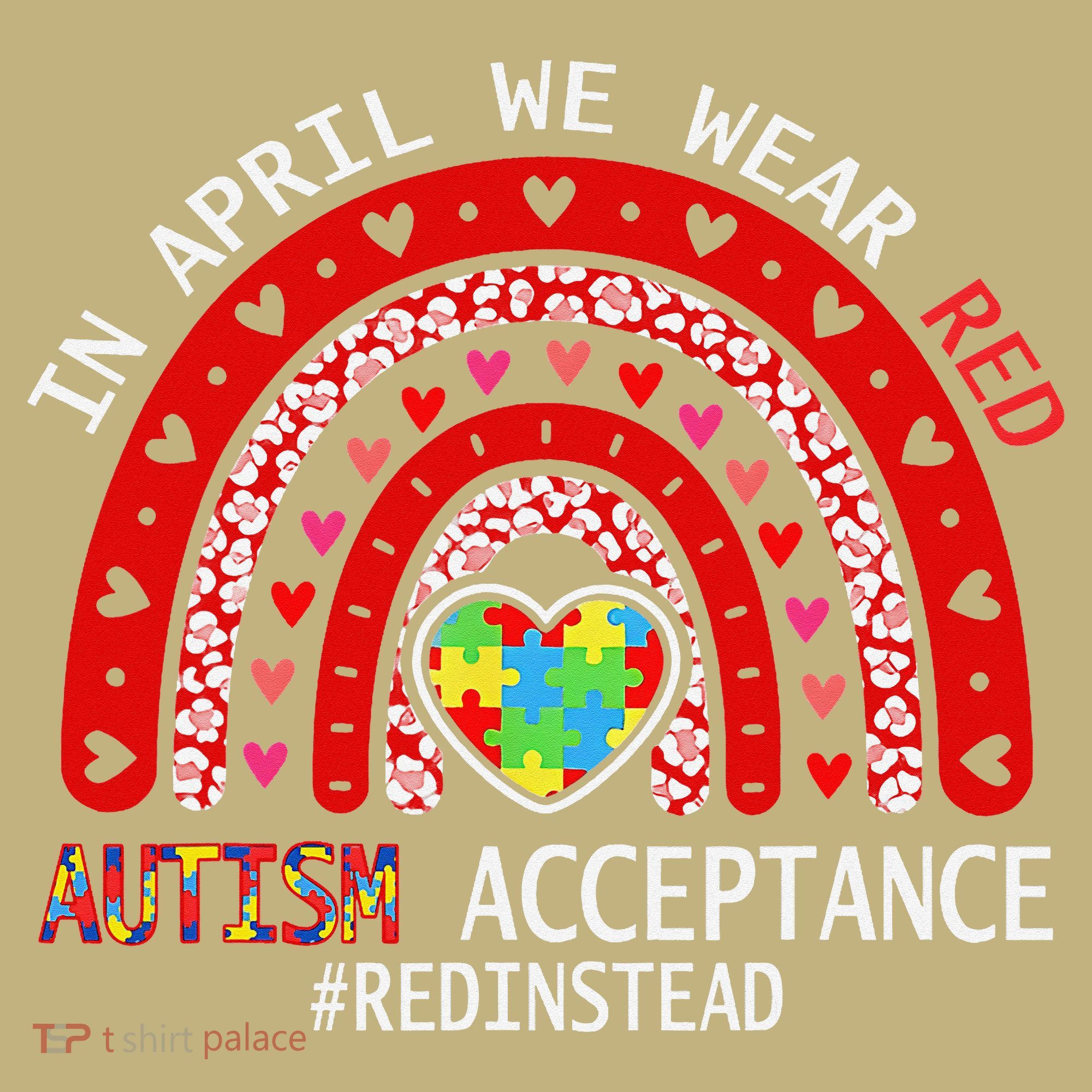 In April We Wear Red Autism Awareness Acceptance Red Mousepad