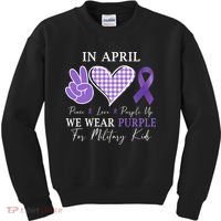 In April We Wear Purple For Military Kids Sweatshirt thumb 0