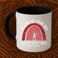 In April We Wear Red Autism Awareness Acceptance Red Coffee Mug thumb 2