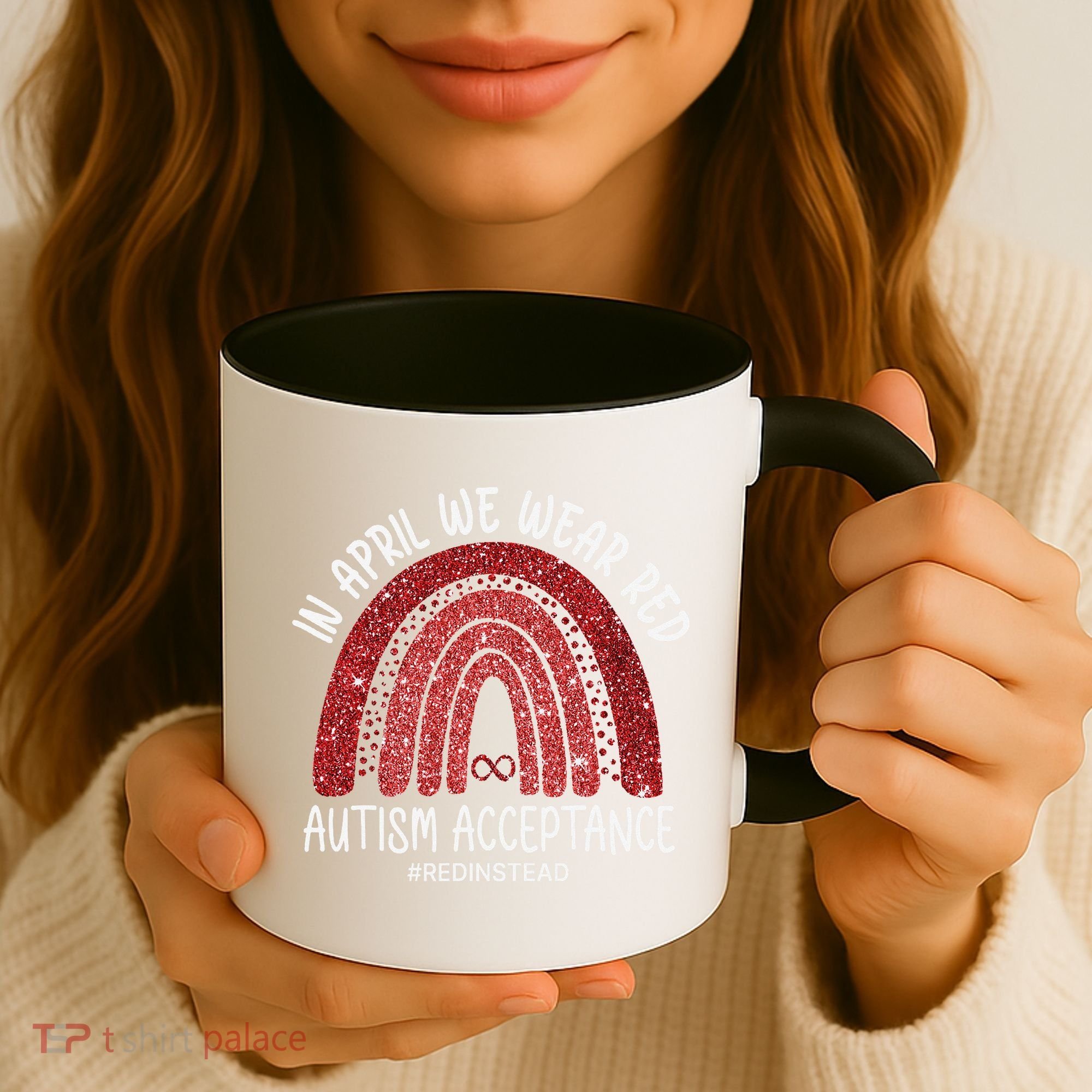In April We Wear Red Autism Awareness Acceptance Red Coffee Mug