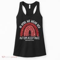 In April We Wear Red Autism Awareness Acceptance Red Women's Tank Top thumb 0