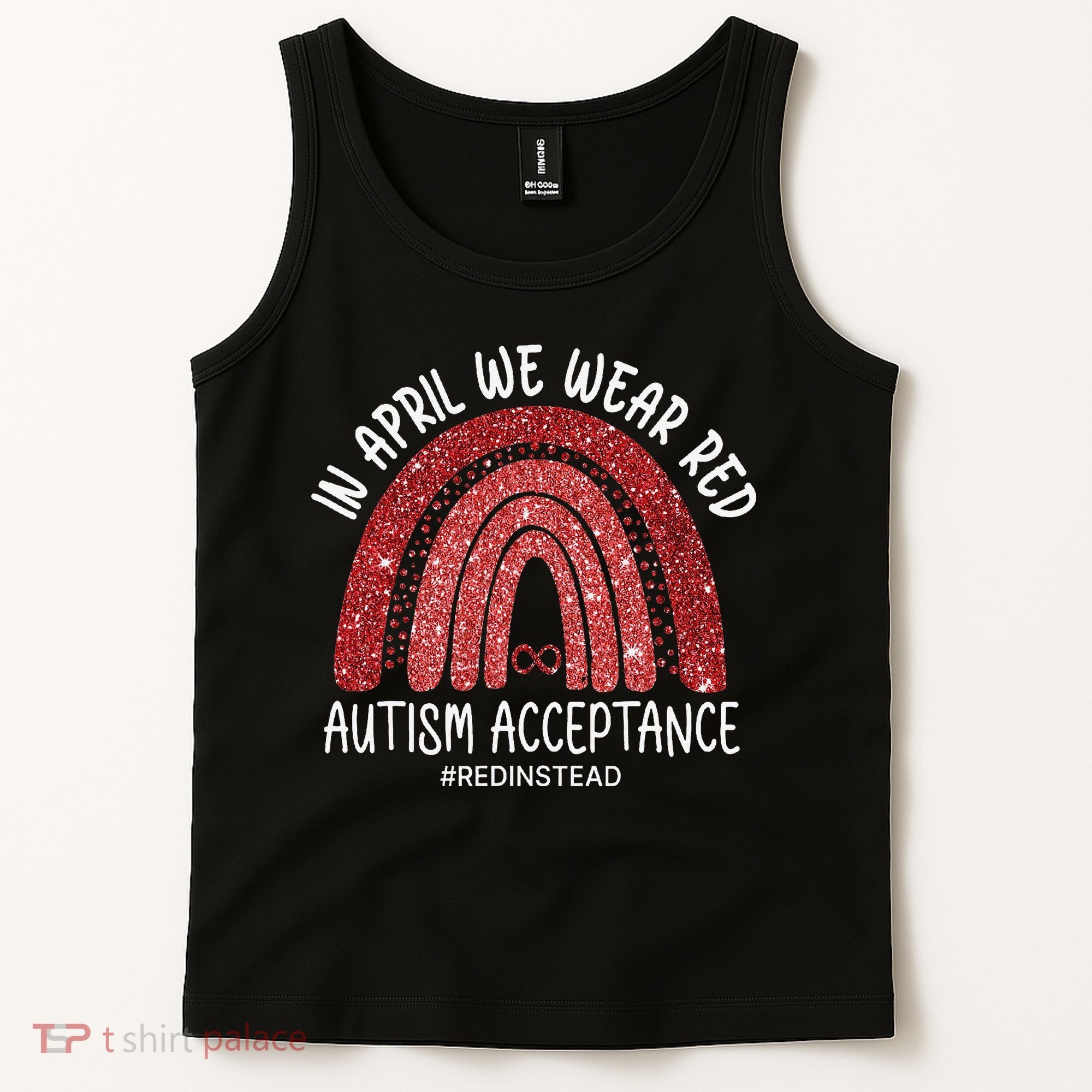 In April We Wear Red Autism Awareness Acceptance Red Tank Top