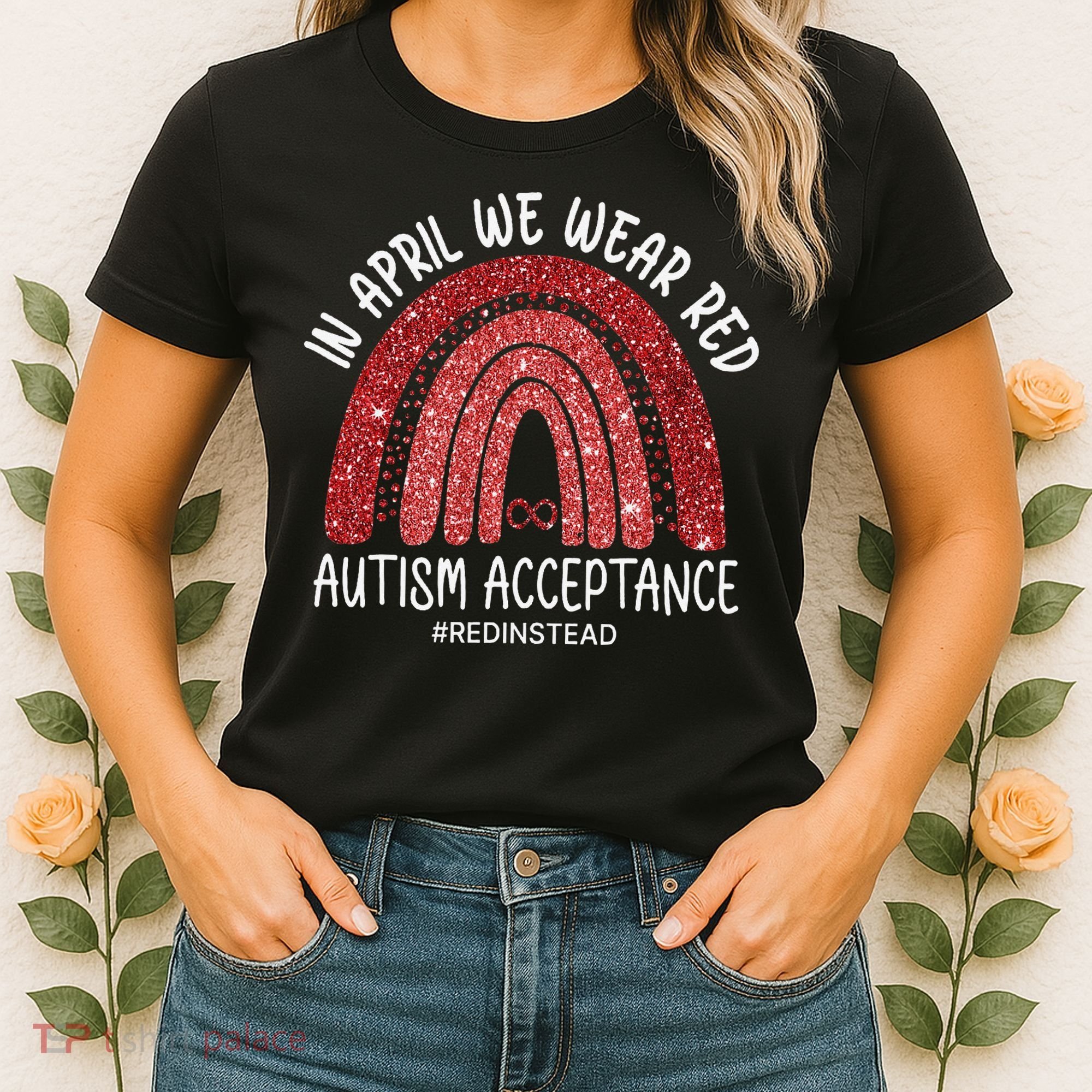 In April We Wear Red Autism Awareness Acceptance Red Women's T-Shirt
