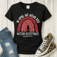 In April We Wear Red Autism Awareness Acceptance Red Women's T-Shirt thumb 3